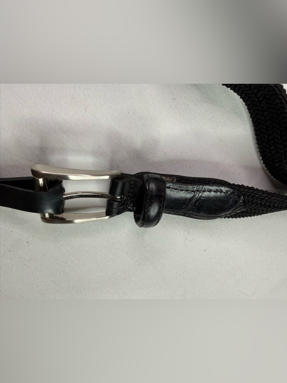 NWT Canterbury Black Woven Belt silver Buckle Size 44 - Picture 3 of 5